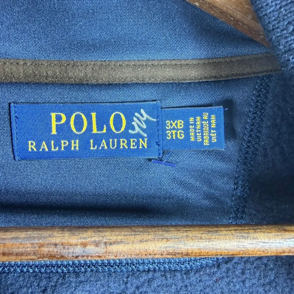 Polo Ralph Lauren Mens Navy Blue Sweater Knit Fleece Full Zip Vest 3XB Big Tall